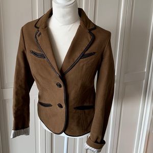 ROMANO RIDOLFI BLAZER WITH LEATHER TRIM - SIZE 42
